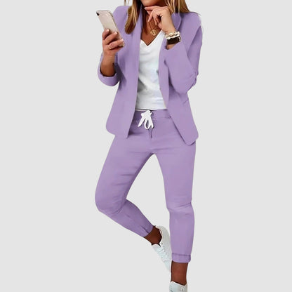 Women’s Blazer and Trousers Set in Polyester Blend for Winter