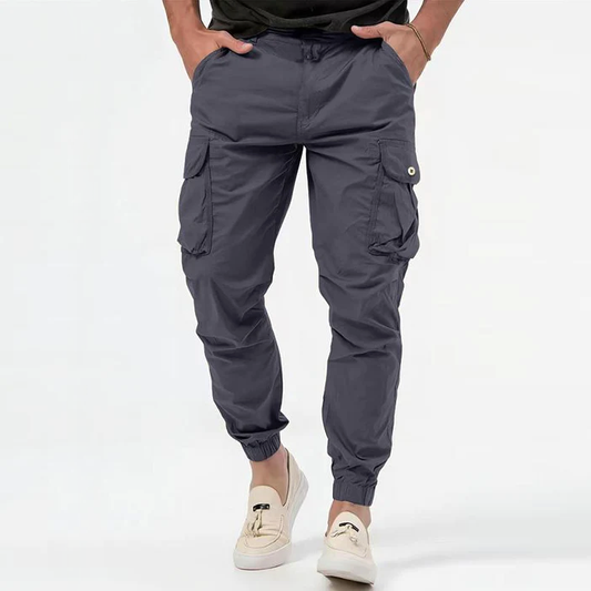 Men’s Cargo Trousers With Side Cargo Pockets and Elasticated Cuffs