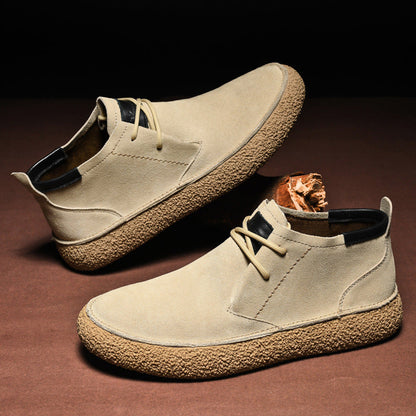 Men's Mid-Top Loafers with Textured Sole and Lace-Up Front