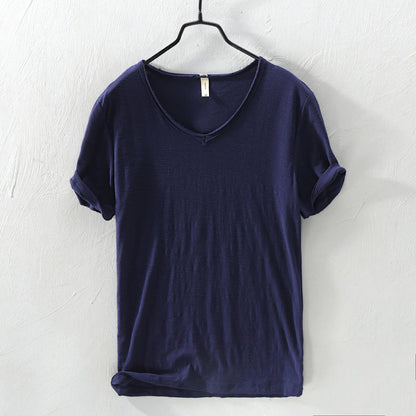 Men's Marino Milan Cotton Shirt - Breathable V-Neck Relaxed Fit for Casual Style