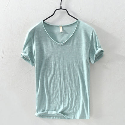 Men's Marino Milan Cotton Shirt - Breathable V-Neck Relaxed Fit for Casual Style