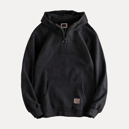 Men's Half-Zip Kangaroo Pocket Hoodie with Minimalist Design