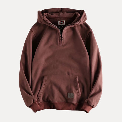 Men's Half-Zip Kangaroo Pocket Hoodie with Minimalist Design
