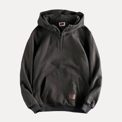 Men's Half-Zip Kangaroo Pocket Hoodie with Minimalist Design