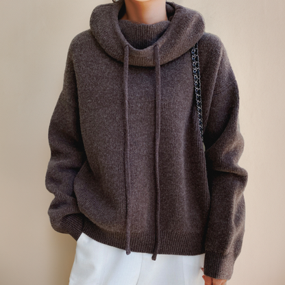 Women’s Knit Hoodie in Wool Blend for Winter