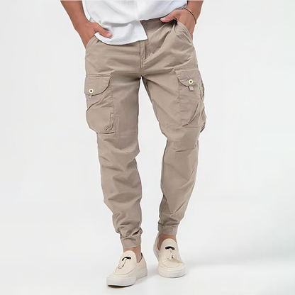 Men’s Cargo Trousers With Side Cargo Pockets and Elasticated Cuffs