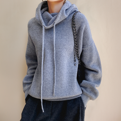 Women’s Knit Hoodie in Wool Blend for Winter