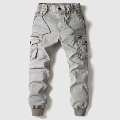Men’s Cargo Trousers with Multi-Pocket Design and Elastic Cuffed Ankles