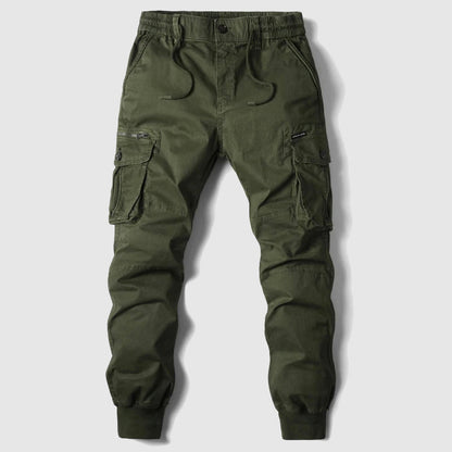 Men’s Cargo Trousers with Multi-Pocket Design and Elastic Cuffed Ankles