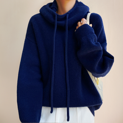 Women’s Knit Hoodie in Wool Blend for Winter