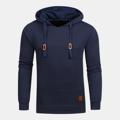 Men's Textured Pullover Hoodie with Drawstring and Slim Fit