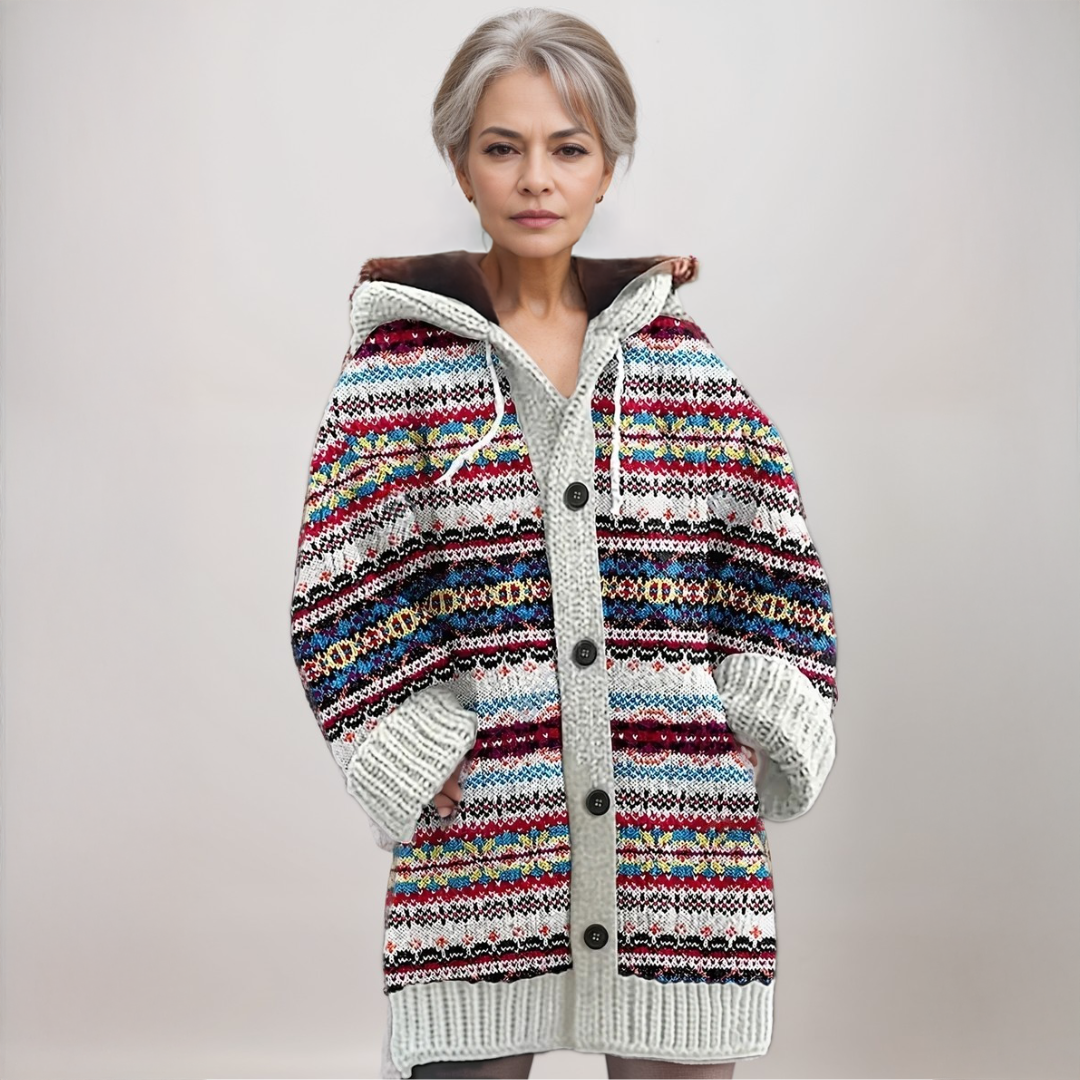 Women’s Wool Knit Hooded Cardigan Coat for Winter